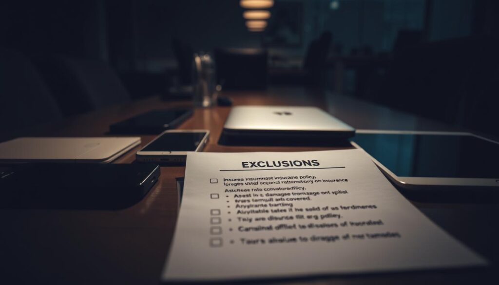 exclusões de seguro de dispositivos eletrônicos